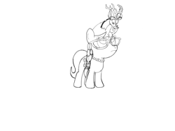 Size: 2048x1536 | Tagged: artist needed, source needed, safe, discord, silver spoon, draconequus, earth pony, pony, female, filly, glasses, jewelry, male, monochrome, necklace, open mouth, simple background, sketch, white background