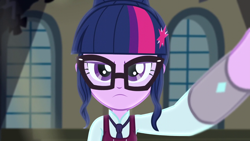 Size: 1280x720 | Tagged: safe, screencap, sci-twi, twilight sparkle, equestria girls, friendship games, left handed, solo