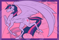 Size: 988x673 | Tagged: safe, artist:sirens-voice, twilight sparkle, twilight sparkle (alicorn), alicorn, horse, pony, female, horsified, large wings, mare, solo, spread wings