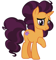 Size: 2800x3000 | Tagged: safe, alternate version, artist:cheezedoodle96, derpibooru exclusive, saffron masala, pony, unicorn, spice up your life, .svg available, female, inkscape, looking at you, mare, missing accessory, raised hoof, simple background, solo, svg, transparent background, vector