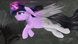 Size: 1920x1080 | Tagged: safe, artist:sugguk, twilight sparkle, twilight sparkle (alicorn), alicorn, pony, color loss, crying, female, magic, mare, solo