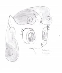 Size: 1906x2236 | Tagged: safe, artist:drchrisman, sweetie belle, bust, monochrome, portrait, sketch, solo, traditional art