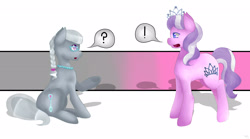 Size: 2581x1440 | Tagged: safe, artist:fourfootedpidgeon, diamond tiara, silver spoon, pony, simple background