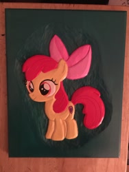 Size: 1024x1365 | Tagged: safe, artist:spikefiremane, apple bloom, cutie mark, solo, the cmc's cutie marks, traditional art, woodwork