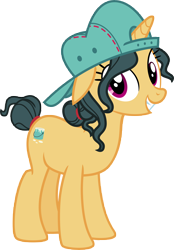 Size: 9000x12920 | Tagged: safe, artist:cheezedoodle96, artist:luckreza8, edit, fresh coat, pony, spice up your life, .svg available, absurd resolution, backwards ballcap, cute, female, floppy ears, happy, hat, inkscape, mare, nude edit, simple background, smiling, solo, transparent background, vector, vector edit