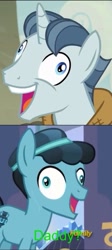 Size: 431x959 | Tagged: safe, derpibooru import, party favor, thorax, changeling, the cutie map, the times they are a changeling, comparison, crystal hoof, crystal hoof didn't listen, derp, disguise, disguised changeling, exploitable meme, i didn't listen, image macro, meme