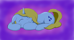 Size: 1784x965 | Tagged: safe, artist:theshadowscale, derpibooru import, oc, oc only, pony, unicorn, floppy ears, revision, sleeping, solo