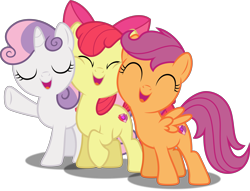 Size: 5000x3825 | Tagged: safe, artist:dashiesparkle, artist:lahirien, apple bloom, scootaloo, sweetie belle, the mane attraction, .svg available, absurd resolution, adorabloom, cute, cutealoo, cutie mark crusaders, diasweetes, eyes closed, open mouth, ponyscape, raised hoof, simple background, squishy cheeks, the cmc's cutie marks, the magic inside, transparent background, trio, vector