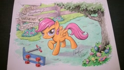 Size: 1024x577 | Tagged: safe, artist:andypriceart, artist:lauren faust, derpibooru import, scootaloo, pegasus, pony, solo