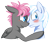 Size: 843x709 | Tagged: safe, artist:bloodorangepancakes, derpibooru import, oc, oc only, oc:chuck, oc:rayzel, blushing