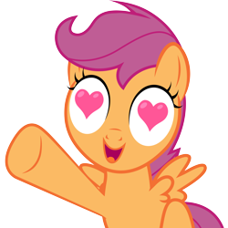 Size: 6000x6000 | Tagged: safe, artist:caliazian, scootaloo, lesson zero, .ai available, absurd resolution, adobe illustrator, heart eyes, open mouth, raised leg, simple background, solo, transparent background, vector, wingding eyes