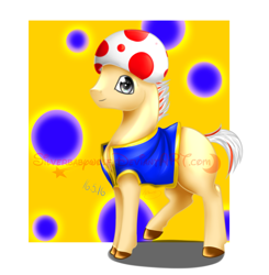 Size: 1016x1036 | Tagged: safe, artist:silverbabywolf, derpibooru import, looking at you, ponified, solo, super mario bros., toad (mario bros), watermark