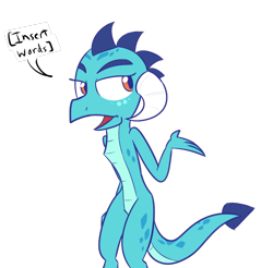 Size: 778x766 | Tagged: safe, artist:mr-degration, princess ember, dragon, simple background, solo, speech bubble, transparent background, wingless