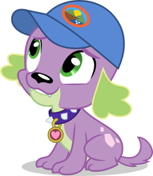 Size: 7000x8063 | Tagged: safe, artist:luckreza8, derpibooru import, spike, spike the regular dog, dog, equestria girls, legend of everfree, .svg available, absurd resolution, camp everfree logo, cap, happy, hat, paws, simple background, sitting, solo, transparent background, vector