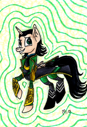 Size: 3192x4648 | Tagged: safe, artist:maytheforcebewithyou, crossover, loki, marvel, marvel vs capcom 3, ponified, solo