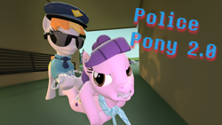Size: 1280x720 | Tagged: dead source, safe, artist:fillerartist, copper top, suri polomare, 3d, angry, arrested, download at source, duo, mistake, police pony, redo, source filmmaker