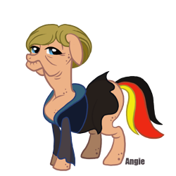 Size: 1000x1000 | Tagged: safe, artist:myhandsarecrazy, derpibooru import, angela merkel, clothes, flag, german, germany, old, ponified, simple background, solo, transparent background