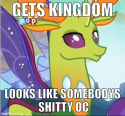 Size: 360x334 | Tagged: safe, derpibooru import, edit, edited screencap, screencap, thorax, changedling, changeling, to where and back again, bad luck brian, caption, changeling drama, cropped, drama, exploitable meme, image macro, king thorax, meme, op is trying to start shit, reference, solo, text, vulgar