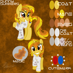 Size: 2000x2000 | Tagged: safe, artist:hoodwinkedtales, derpibooru import, oc, oc only, oc:sunny summers, fallout equestria, fallout equestria: relics of the past, reference sheet, solo