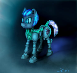 Size: 1200x1132 | Tagged: safe, artist:xbi, derpibooru import, oc, oc only, pony, robot, glow, glowing eyes, solo