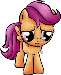 Size: 803x994 | Tagged: safe, artist:rainbowpiemlpfim, derpibooru import, scootaloo, sad, simple background, solo, transparent background