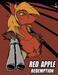 Size: 2550x3300 | Tagged: safe, artist:godofstarlin, derpibooru import, big macintosh, anthro, bare chest, clothes, gun, red dead redemption, shotgun, solo, topless, weapon