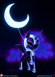 Size: 905x1280 | Tagged: safe, artist:wwredgrave, derpibooru import, nightmare moon, alicorn, pony, eyes closed, filly, monochrome, moon, mouth hold, nightmare woon, rope, solo, tangible heavenly object