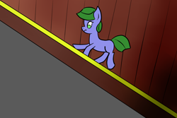 Size: 1200x800 | Tagged: safe, artist:saria the frost mage, derpibooru import, oc, oc only, oc:clover patch, earth pony, pony, a foal's adventure, blank flank, child, cyoa, female, filly, foal, running, solo, stairs, story included