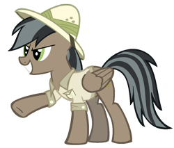 Size: 1024x874 | Tagged: safe, artist:blah23z, derpibooru import, daring do, doctor caballeron, pegasus, pony, clothes, female, hat, mare, palette swap, raised hoof, recolor, shirt, simple background, solo, transparent background