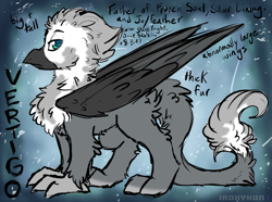 Size: 2563x1904 | Tagged: safe, artist:iroxykun, derpibooru import, oc, oc only, oc:vertigo, griffon, large wings, male, reference sheet, solo, text, wings