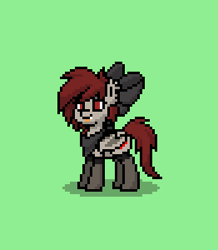 Size: 262x300 | Tagged: safe, derpibooru import, oc, oc only, bat pony, pony, alternate hairstyle, bandana, bow, clothes, cute, hair bow, messy mane, pony town, solo, stockings, tongue out