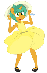 Size: 3300x5100 | Tagged: safe, artist:kryptchild, derpibooru import, snails, anthro, absurd resolution, clothes, crossdressing, cute, dress, glitter shell, hat, shellbetes, shoes, solo, sun hat, sundress