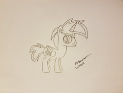 Size: 4032x3024 | Tagged: safe, artist:magicnova, derpibooru import, oc, oc only, oc:magicnova, alicorn, pony, alicorn oc, monochrome, signature, sketch, solo, traditional art