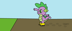 Size: 1594x699 | Tagged: safe, artist:amateur-draw, derpibooru import, spike, dragon, 1000 hours in ms paint, boots, ms paint, mud