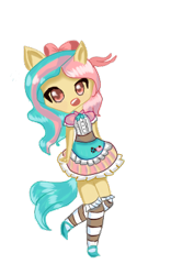 Size: 250x400 | Tagged: safe, artist:craftygrl195, derpibooru import, oc, oc only, oc:vanilla ganache, equestria girls, apron, chibi, clothes, equestria girls-ified, socks, solo, striped socks