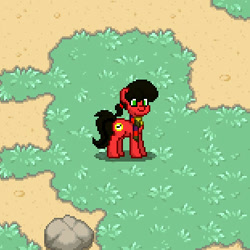 Size: 311x311 | Tagged: safe, derpibooru import, oc, oc only, oc:macdolia, earth pony, pony, clothes, fourth doctor's scarf, grass, pigtails, pony town, rock, scarf