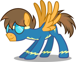 Size: 1350x1102 | Tagged: safe, artist:zacatron94, derpibooru import, oc, oc only, oc:compylight, clothes, goggles, solo, wonderbolts uniform