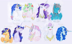 Size: 7952x4840 | Tagged: safe, artist:dawn22eagle, derpibooru import, princess flurry heart, oc, oc:bright topaz, oc:diamond blade, oc:evening tune, oc:heavenly aster, oc:hibiscus petal, oc:lily bouquet, oc:morning star, oc:raven dusk, alicorn, bat pony, pegasus, pony, unicorn, absurd resolution, adopted offspring, cousins, next generation, offspring, parent:flash sentry, parent:king sombra, parent:princess cadance, parent:princess celestia, parent:princess luna, parent:shining armor, parent:twilight sparkle, parents:celestibra, parents:flashlight, parents:shiningcadance, shipping, siblings, traditional art