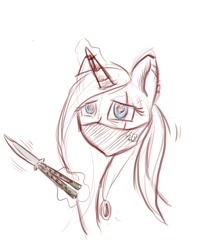 Size: 918x1080 | Tagged: artist needed, safe, derpibooru import, pony, unicorn, arabic, butterfly knife, islamic state, knife, mask, my little brony risovach, scar