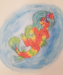 Size: 2973x3501 | Tagged: safe, artist:ruef, derpibooru import, oc, oc only, oc:tropic dream, merpony, solo, traditional art