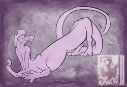 Size: 1280x873 | Tagged: safe, artist:h-aunt, derpibooru import, steven magnet, dragon, taur, male, noodles, paws, purple background, simple background, solo