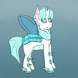 Size: 1024x1024 | Tagged: safe, artist:deeell, derpibooru import, oc, oc only, oc:hermes, changeling, original species, fluffy, ice, ice changeling, male, smiling, solo