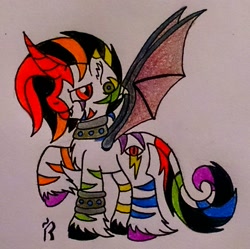 Size: 1105x1102 | Tagged: safe, artist:dawn-designs-art, derpibooru import, oc, oc only, oc:prince blackbow, alicorn, pony, alicorn oc, donut steel, edgelord, edgy, original character do not steal, solo, traditional art, unshorn fetlocks