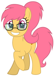 Size: 3500x4770 | Tagged: safe, artist:matthewboyz, derpibooru import, oc, oc only, oc:funkey, earth pony, pony, cute, female, glasses, grin, looking at you, mare, ocbetes, raised hoof, simple background, smiling, solo, squee, transparent background, vector