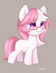 Size: 3545x4646 | Tagged: safe, artist:potzm, derpibooru import, oc, oc only, oc:lawyresearch, cute, glasses, simple background, solo