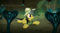 Size: 1653x922 | Tagged: safe, derpibooru import, screencap, daring do, cobra, pegasus, pony, snake, stranger than fan fiction, clothes, female, hat, mare, pith helmet