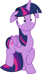 Size: 929x1617 | Tagged: safe, artist:badumsquish, derpibooru exclusive, twilight sparkle, twilight sparkle (alicorn), alicorn, pony, :<, female, floppy ears, folded wings, frown, leaning back, mare, nervous, raised hoof, raised leg, scared, simple background, solo, tail between legs, transparent background, vector, wide eyes, worried