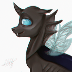 Size: 1024x1024 | Tagged: safe, artist:deadcake, derpibooru import, thorax, changeling, the times they are a changeling, smiling, solo