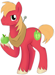 Size: 922x1256 | Tagged: safe, artist:emypony, derpibooru import, big macintosh, earth pony, pony, apple, food, male, simple background, solo, stallion, transparent background