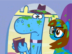 Size: 958x718 | Tagged: safe, derpibooru import, edit, edited screencap, screencap, oc, oc only, oc:sandra garcia, alicorn, pony, 1000 hours in ms paint, alicorn oc, book, collar, exorcist, green vomit, happy tree friends, hat, hilarious, lumpy, ms paint, priest, sandpy, shipping, silly, slime, wut face